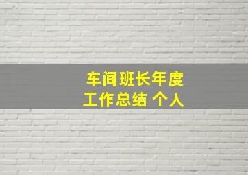 车间班长年度工作总结 个人